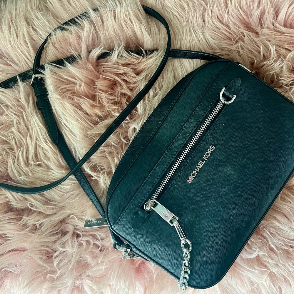 Michael Kors Black Crossbody Bag with Silver Hardware